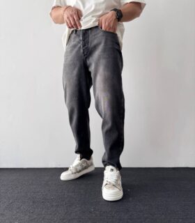 Loose Fit ذغالی شست دار ساده کد 1001512