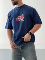 تیشرت باکسی طرح Chill سورمه ای کد 200731