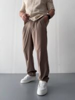 شلوار پارچه ای کرم ساده کد 1001524