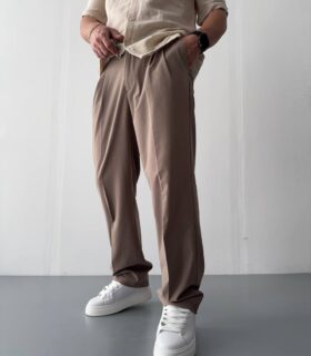 شلوار پارچه ای کرم ساده کد 1001524