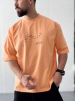 تیشرت باکسی طرح STEP نارنجی کد 200741