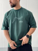 تیشرت باکسی طرح STEP سبز کد 200740